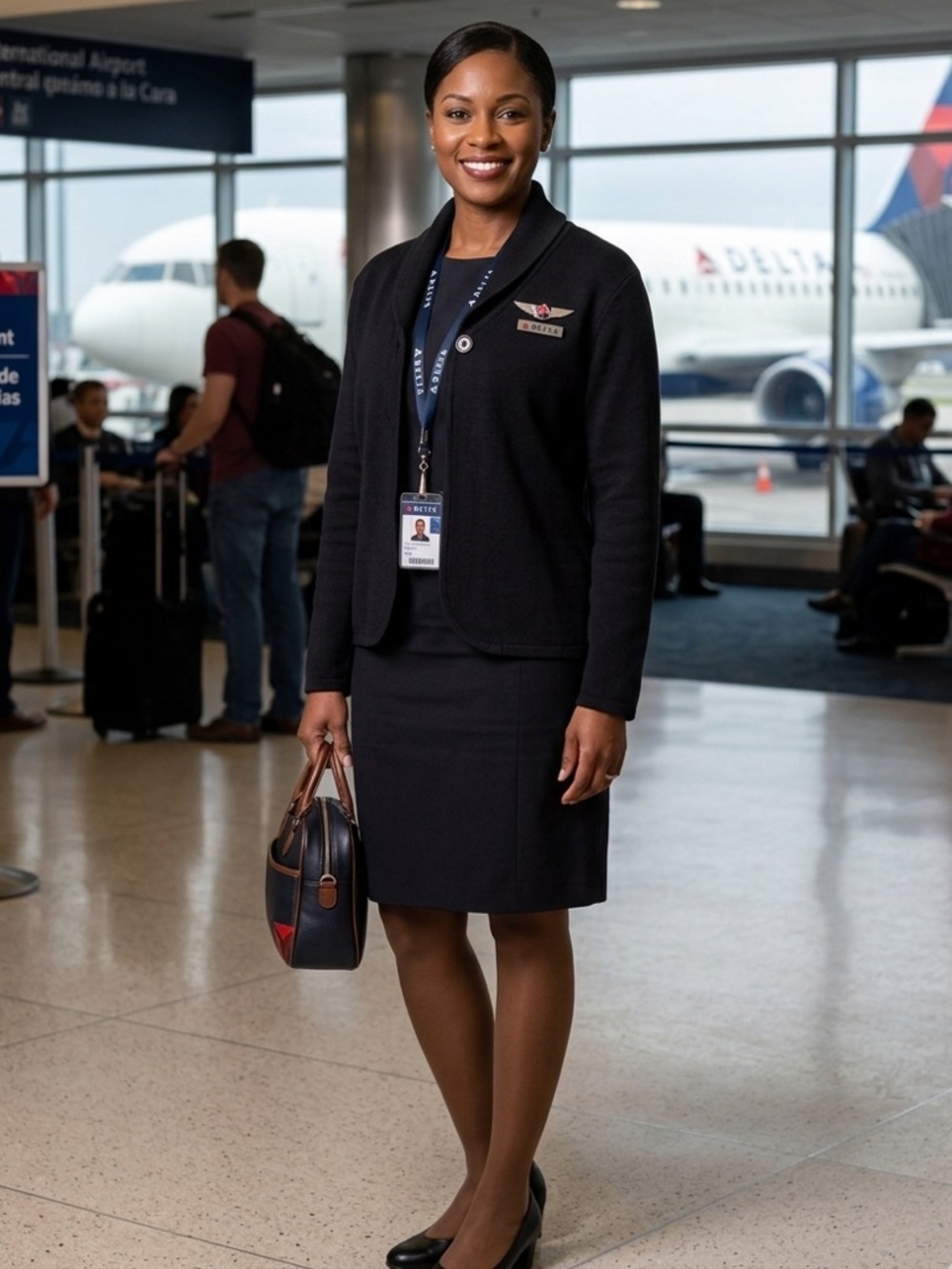 Delta Collection Lion Uniform Airline M Cardigan Snap Stewardess Button Sweater